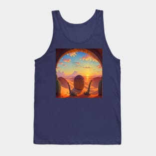 Scream Emoji Hidden Image in Desert Sunset Tank Top